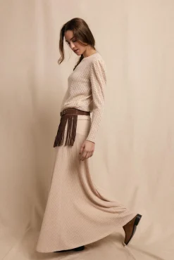 Slowlove Saias-Saia capa de malha Tostado