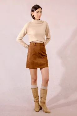 Molly Bracken Saias-Saia curta com efeito camurça Castanho