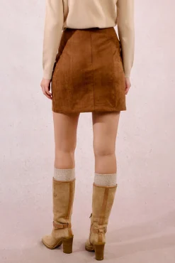 Molly Bracken Saias-Saia curta com efeito camurça Castanho