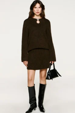 Selected Saias-Saia curta de alpaca e lã Castanho