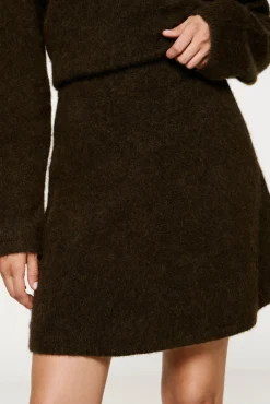Selected Saias-Saia curta de alpaca e lã Castanho