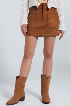 Springfield Saias-Saia curta de camurça cru