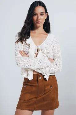 Springfield Saias-Saia curta de camurça cru