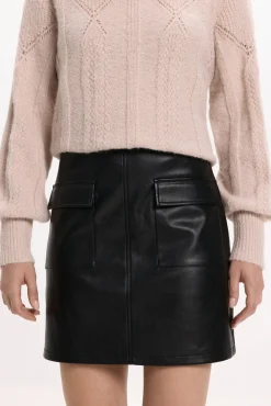 Vila Saias-Saia curta de couro sintético Preto