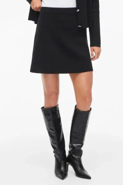 Vila Saias-Saia curta de malha com viscose Preto