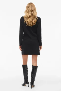 Vila Saias-Saia curta de malha com viscose Preto