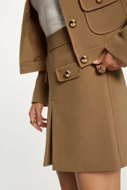 Morgan Saias-Saia curta plissada Tostado