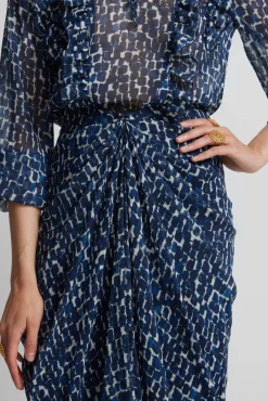 Silbon Saias-Saia drapeada estampado Azul