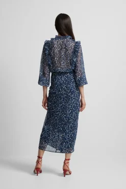 Silbon Saias-Saia drapeada estampado Azul