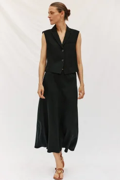 Cortefiel Fatos|Saias-Saia fluida de tencel Preto