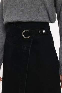 Vila Saias-Saia jeans saia Preto