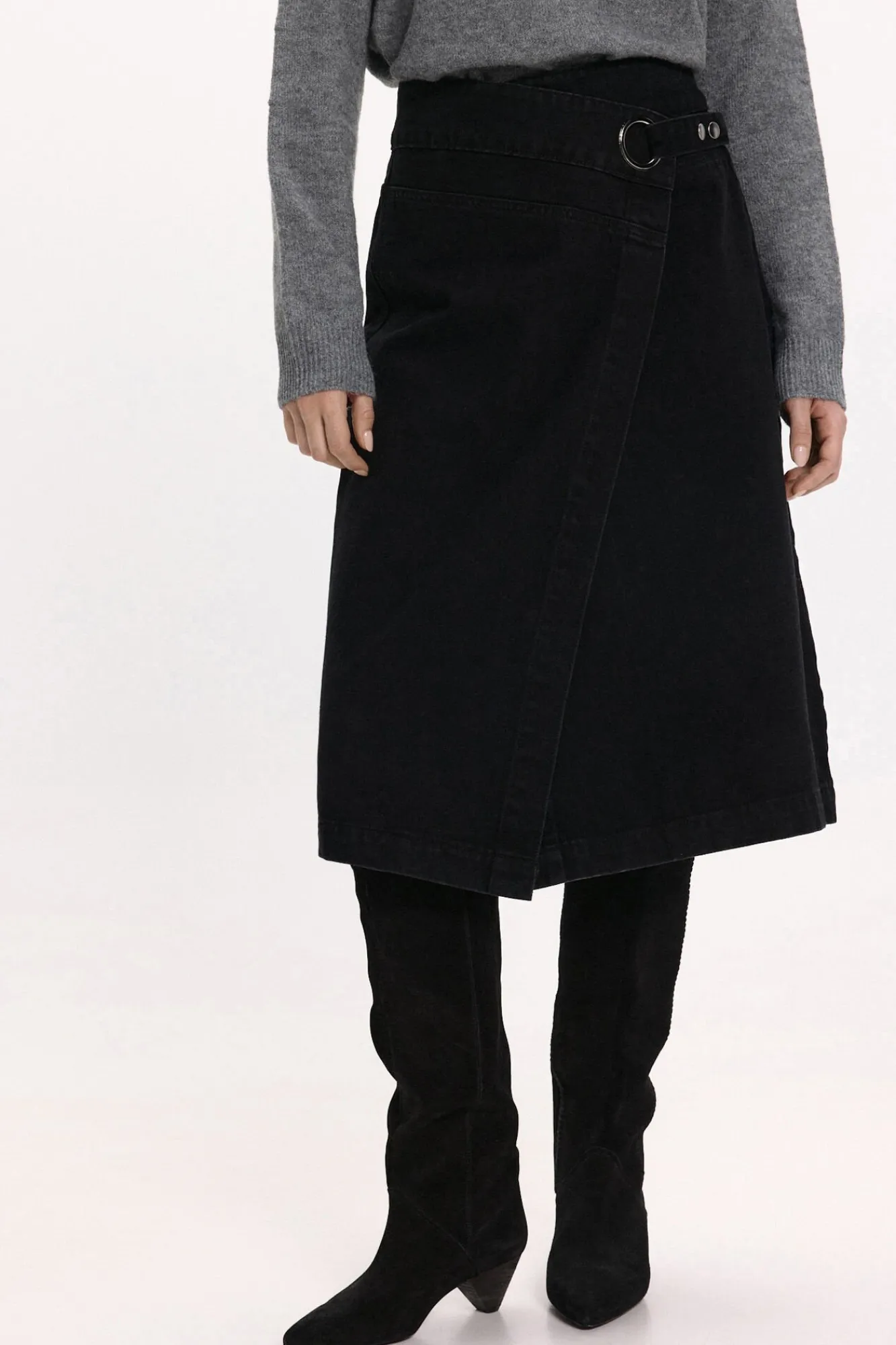 Vila Saias-Saia jeans saia Preto