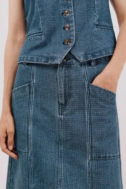 Cortefiel Saias-Saia jeans texturizada Azul