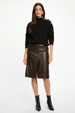 Morgan Saias-Saia justa de couro sintético Castanho