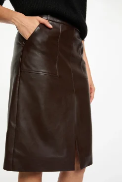 Morgan Saias-Saia justa de couro sintético Castanho