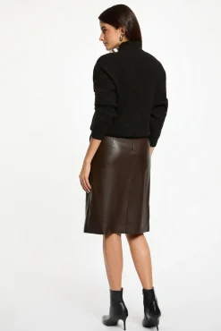 Morgan Saias-Saia justa de couro sintético Castanho