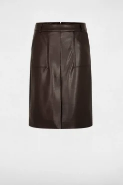 Morgan Saias-Saia justa de couro sintético Castanho