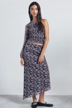 Springfield Saias-Saia longa assimétrica preto