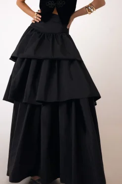 Pedro del Hierro Saias-Saia longa com babados Preto