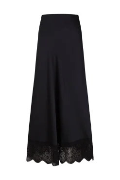 Pedro del Hierro Saias-Saia longa de cetim com detalhe de renda Preto