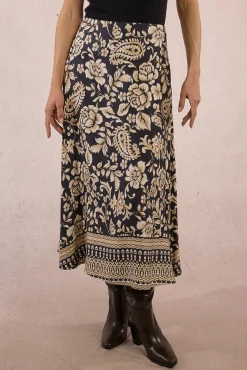 Molly Bracken Saias-Saia longa de cetim com estampado Multicolorido