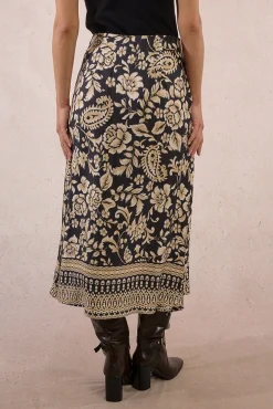 Molly Bracken Saias-Saia longa de cetim com estampado Multicolorido