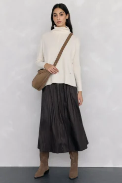 Pedro del Hierro Saias-Saia longa de pele com efeito amassado Marrom