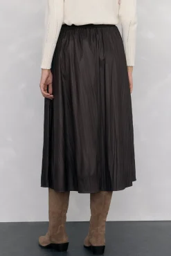 Pedro del Hierro Saias-Saia longa de pele com efeito amassado Marrom