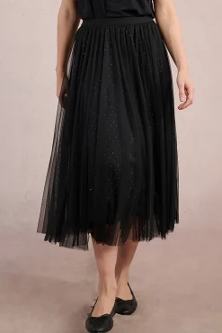 Molly Bracken Saias-Saia longa de tule plissada Preto