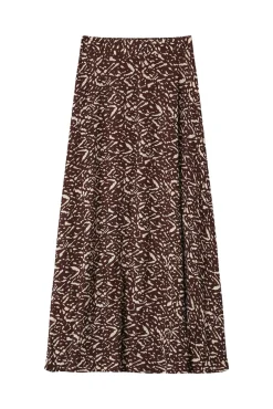 Grace & Mila Saias-Saia longa e esvoaçante estampada com motivo gráfico Castanho