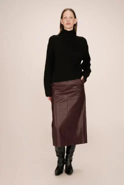 Grace & Mila Saias-Saia longa midi de couro com fenda nas costas Granada