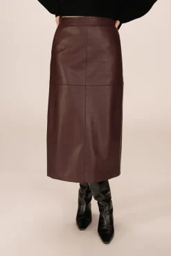 Grace & Mila Saias-Saia longa midi de couro com fenda nas costas Granada