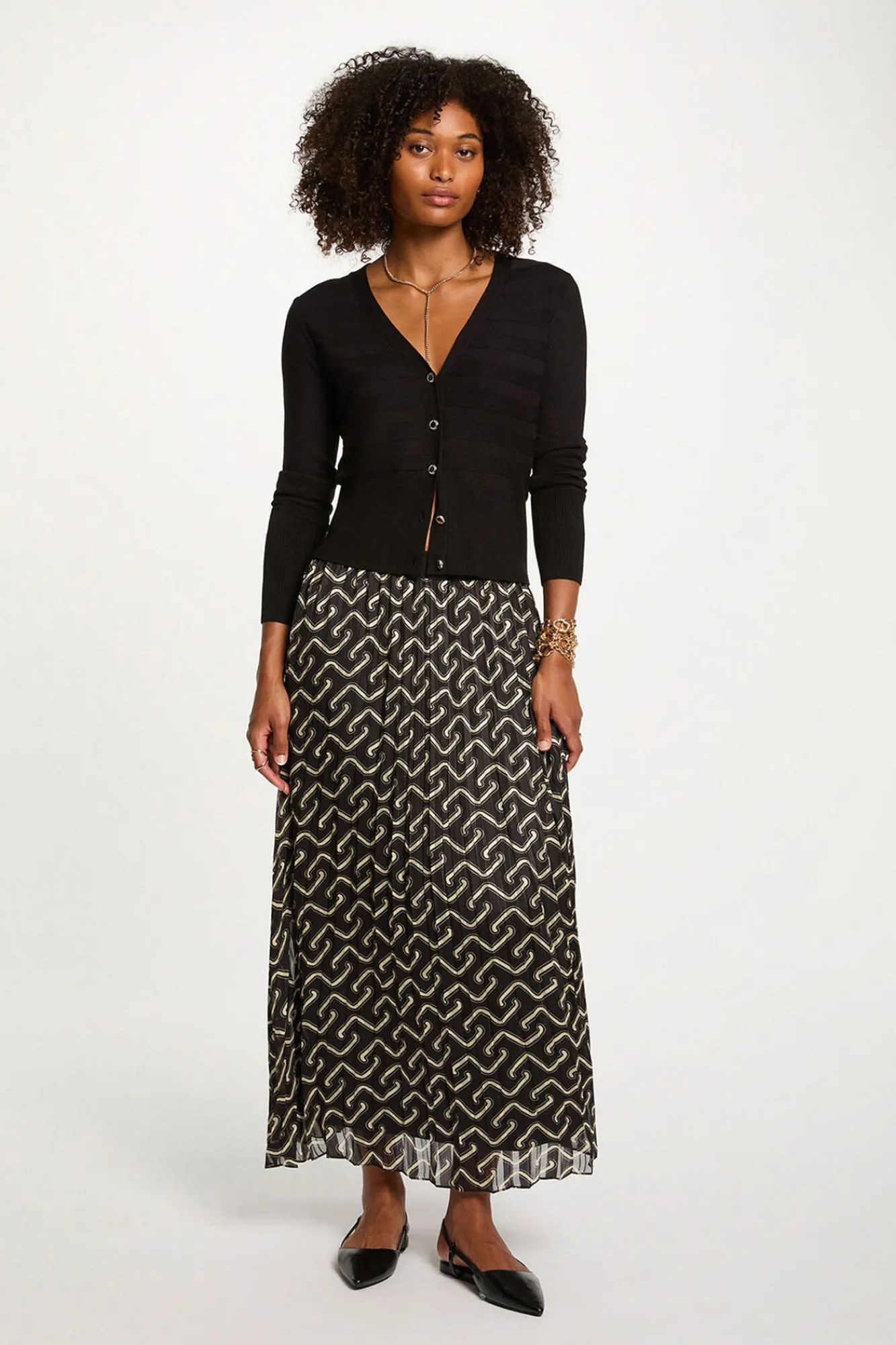 Morgan Saias-Saia longa plissada Multicolorido