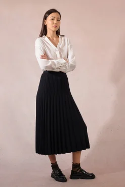 Molly Bracken Saias-Saia longa plissada Preto