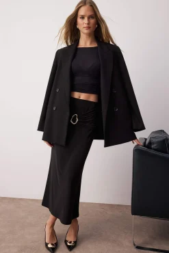 Trendyol Saias-saia midi preto