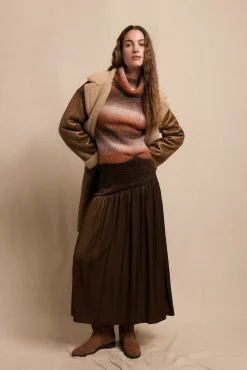 Slowlove Saias-Saia midi acetinada Castanho