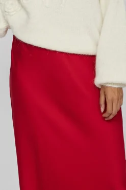 Vila Saias-Saia midi cetim Vermelho