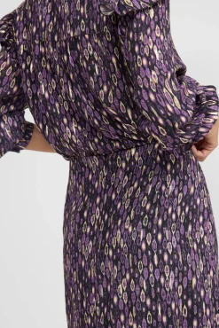 Silbon Saias-Saia midi com estampado ikat e abertura Roxo