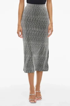 Vila Saias-Saia midi com glitter Cinzento