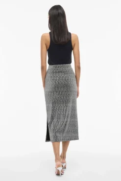 Vila Saias-Saia midi com glitter Cinzento