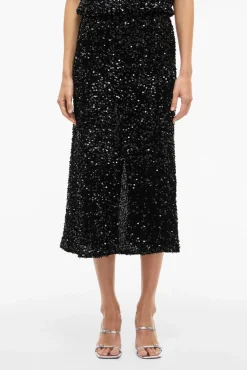 Vila Saias-Saia midi com lantejoulas Preto