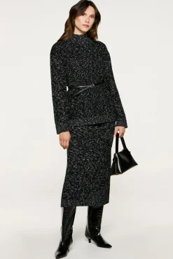 Selected Saias-Saia midi de algodão orgânico Preto