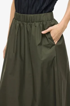 Vila Saias-Saia midi de algodão orgânico com viscose Verde