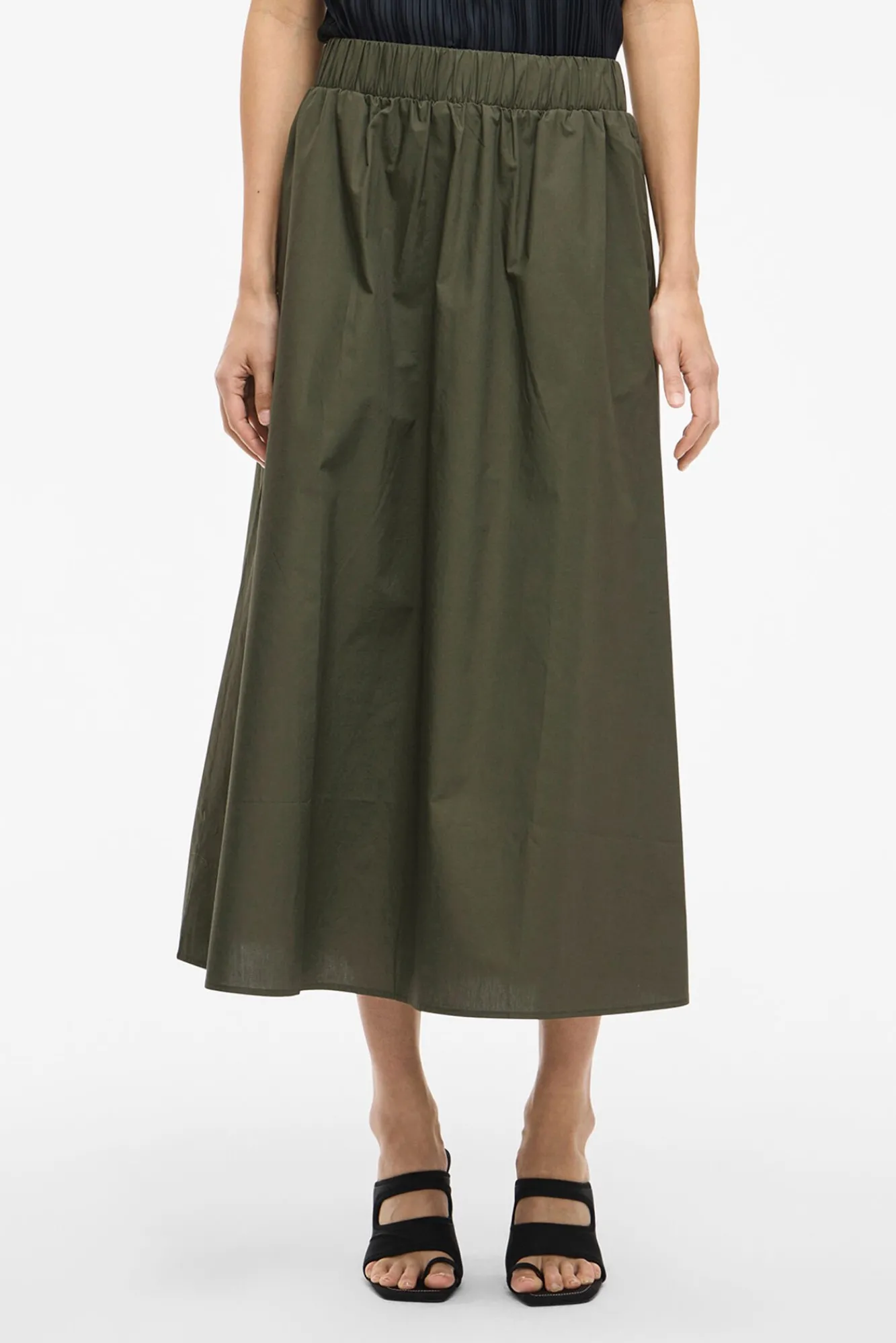 Vila Saias-Saia midi de algodão orgânico com viscose Verde