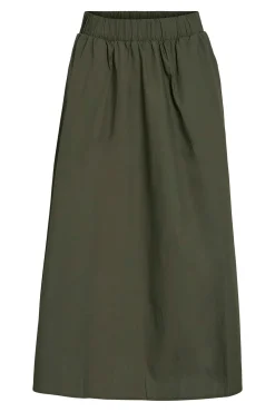 Vila Saias-Saia midi de algodão orgânico com viscose Verde