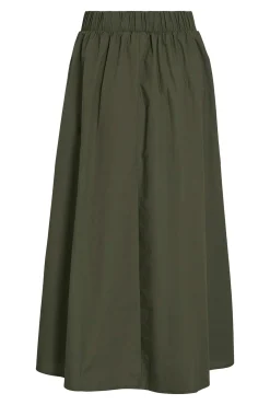 Vila Saias-Saia midi de algodão orgânico com viscose Verde