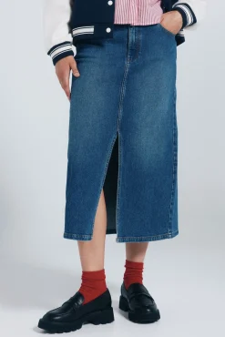 Springfield Saias-Saia midi de ganga azul