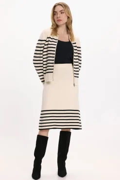 Vila Saias-Saia midi de malha com viscose Tostado