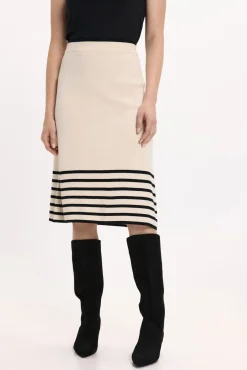 Vila Saias-Saia midi de malha com viscose Tostado