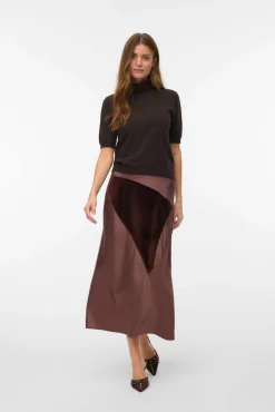 Vero Moda Saias-Saia midi de tecido triplo Castanho